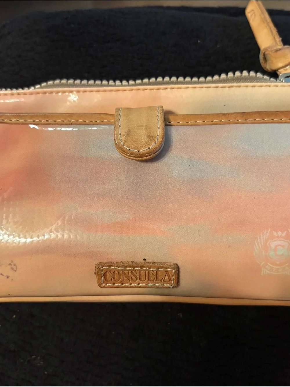 Consuela Peach-Pink Marbled Zip wallet
